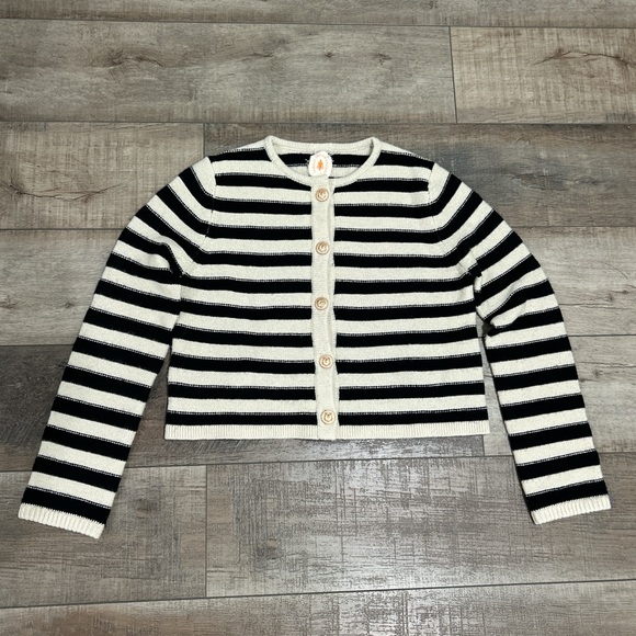 Striped Black and Cream Cardigan - Picture 4 of 9